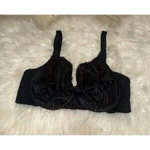 Vintage Warners 1218 Beautiful Answers Front Close Bra Striped UW 34D Black